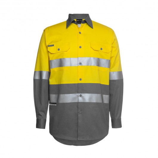 Yellow Charcoal Cotton Hi Vis Work Shirts